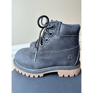 Timberland Premium 6 Inch Waterproof Boot Black Nubuck Toddler Size 6 0A62WQ 001